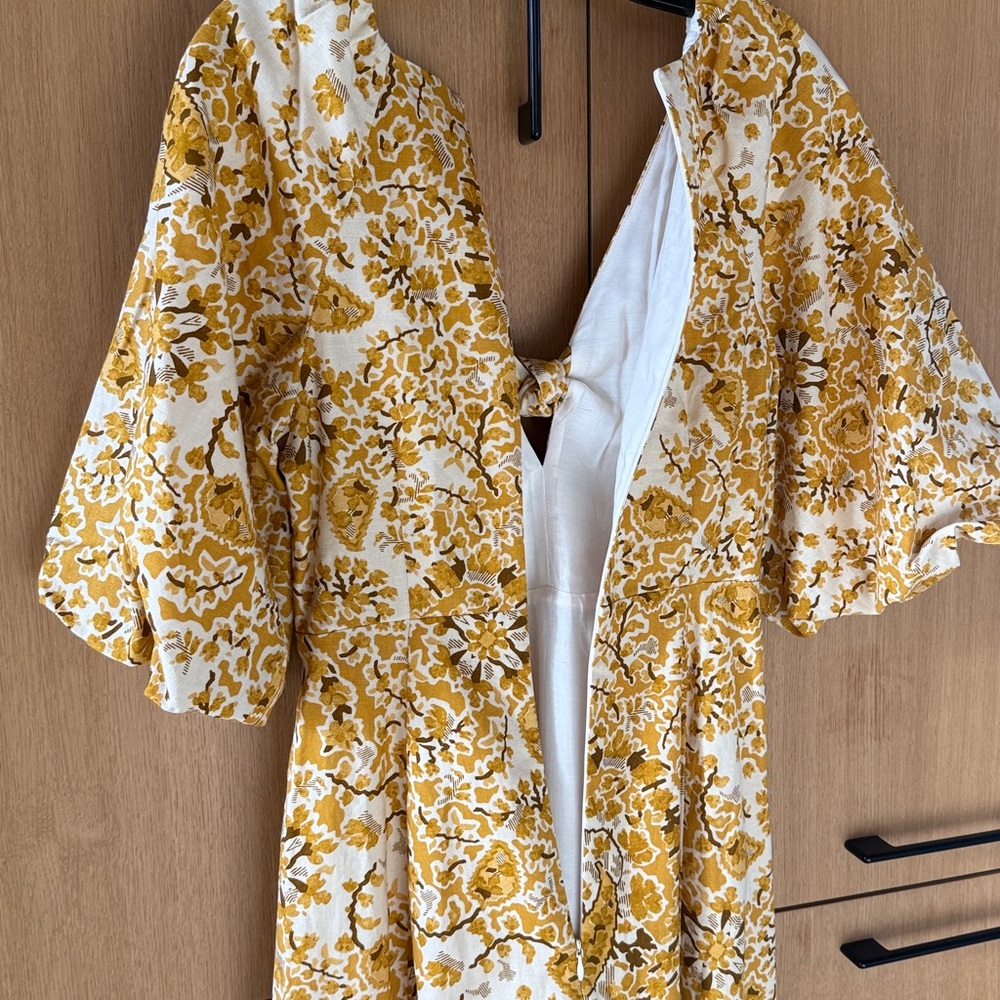 Sezane ROBE LONGUE NEOMIE ALCAZAR OCRE Yellow Floral Dress NWT SIZE 34 US 2 - Picture 14 of 16